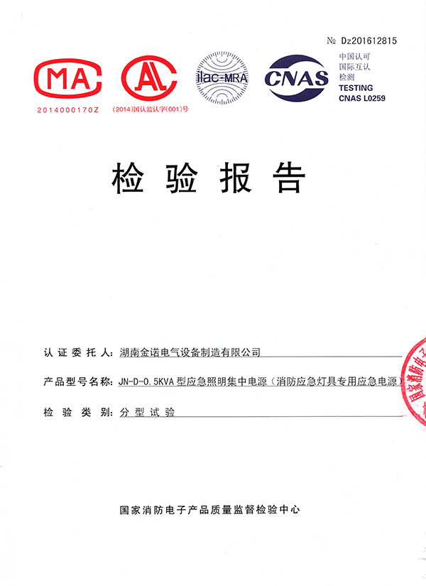 应急照明集中电源检验报告